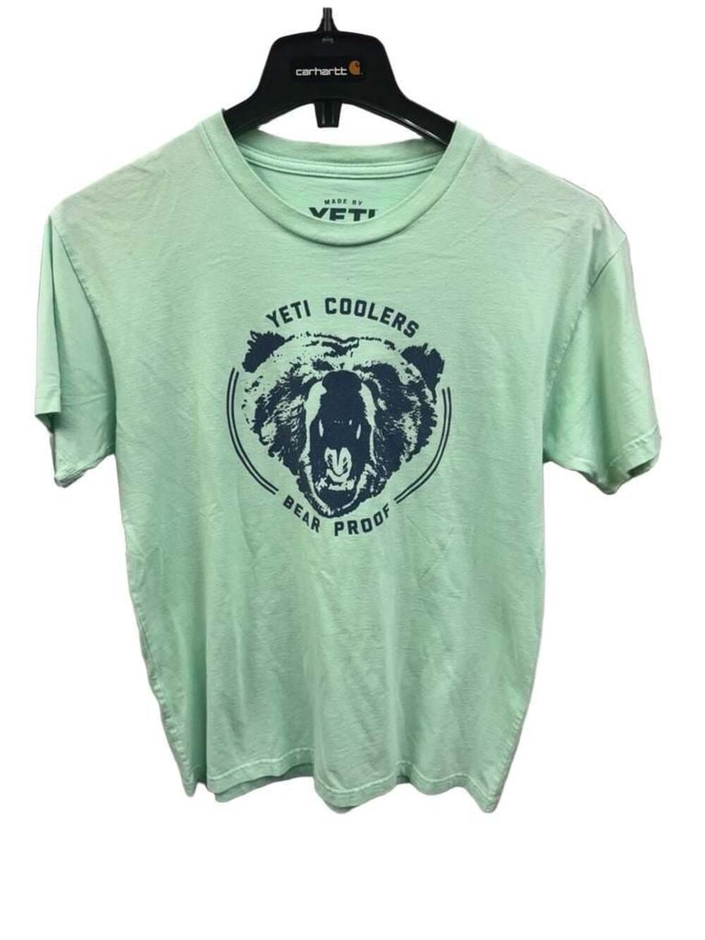 YETI Coolers Bear Proof Graphic Crewneck T-Shirt Mint Green Men's Size Medium